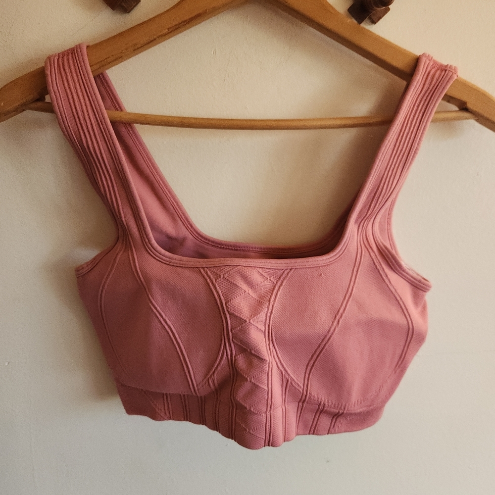 Gymshark Sports Bra Mauve Pink Structured Crop Square Neck Medium M